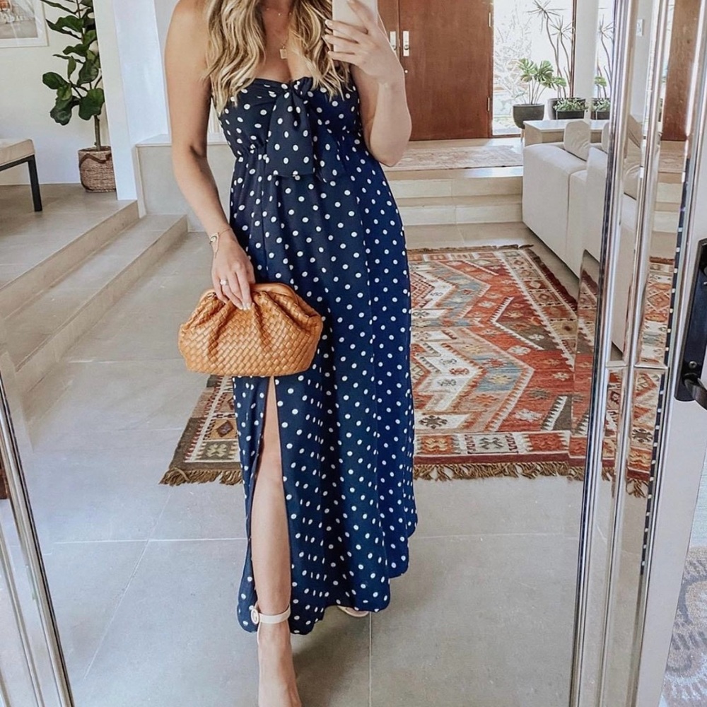 VICI Pretty Woman Strapless Polka Dot Maxi Dress